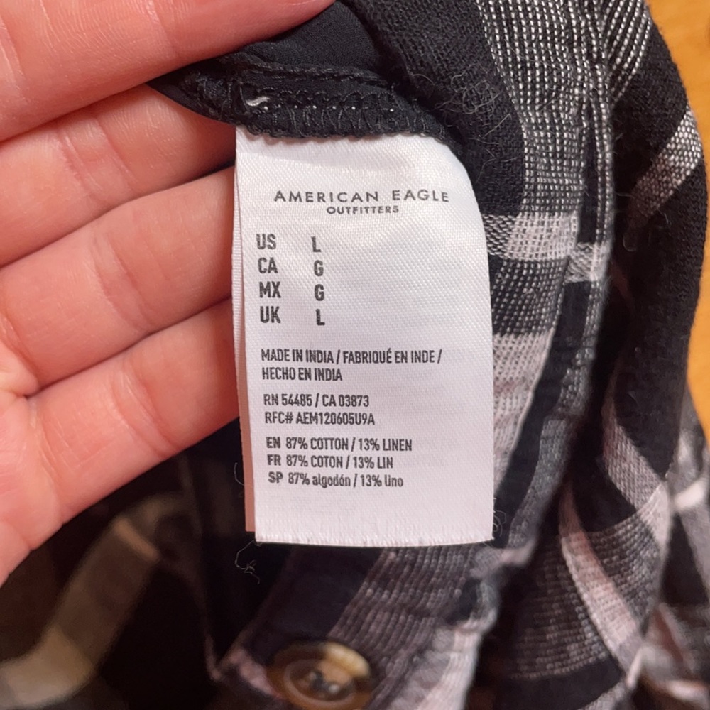 American Eagle Black & White Plaid High Waisted Shorts Size L - Picture 8 of 8